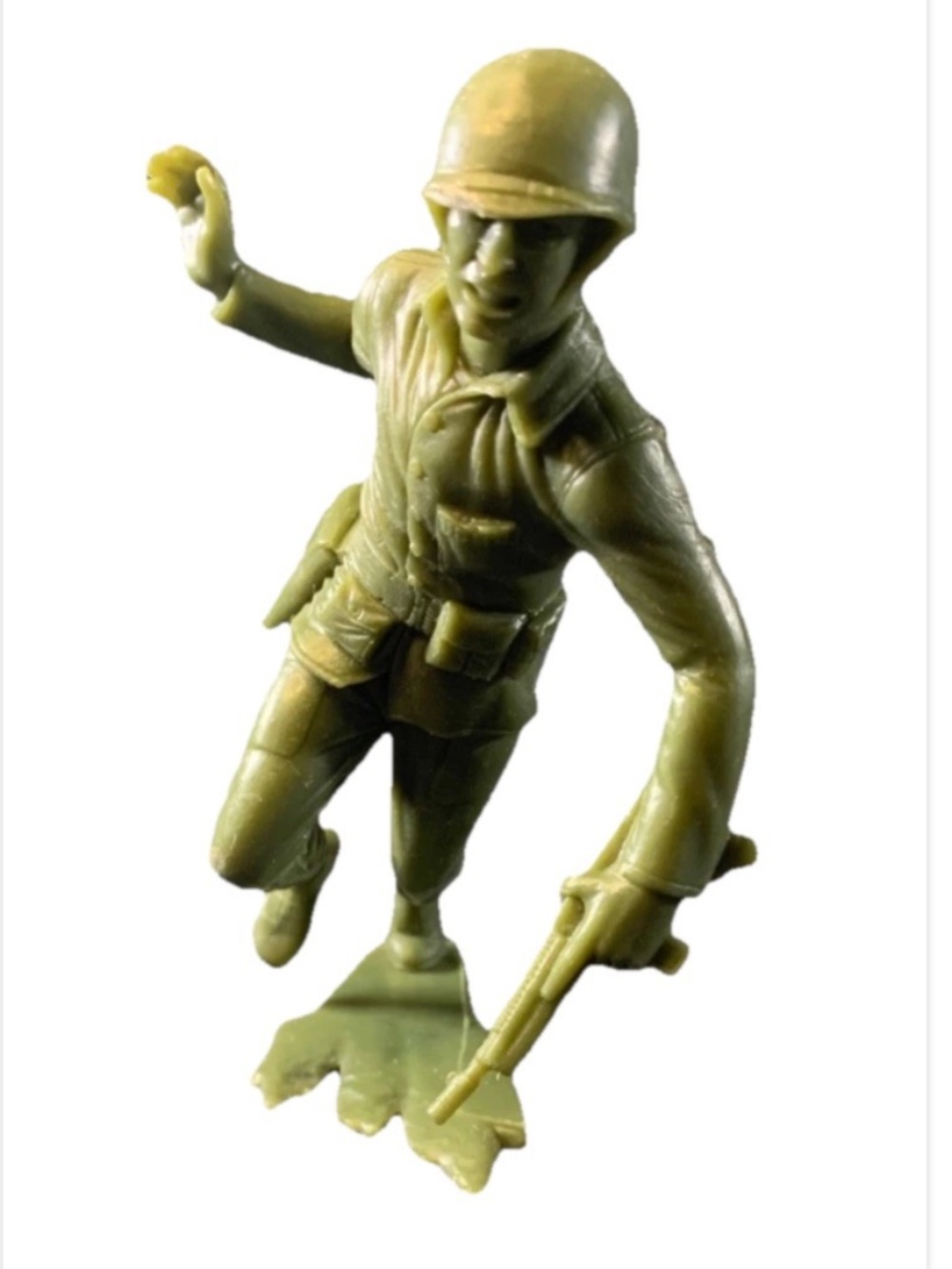 Vintage 1964 Marx US Army Soldier Figure 6" Green Plastic Tommy Gun